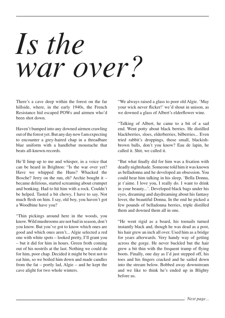 First page of Rick Morris’s Is the war over?, reproduced from the original PDF